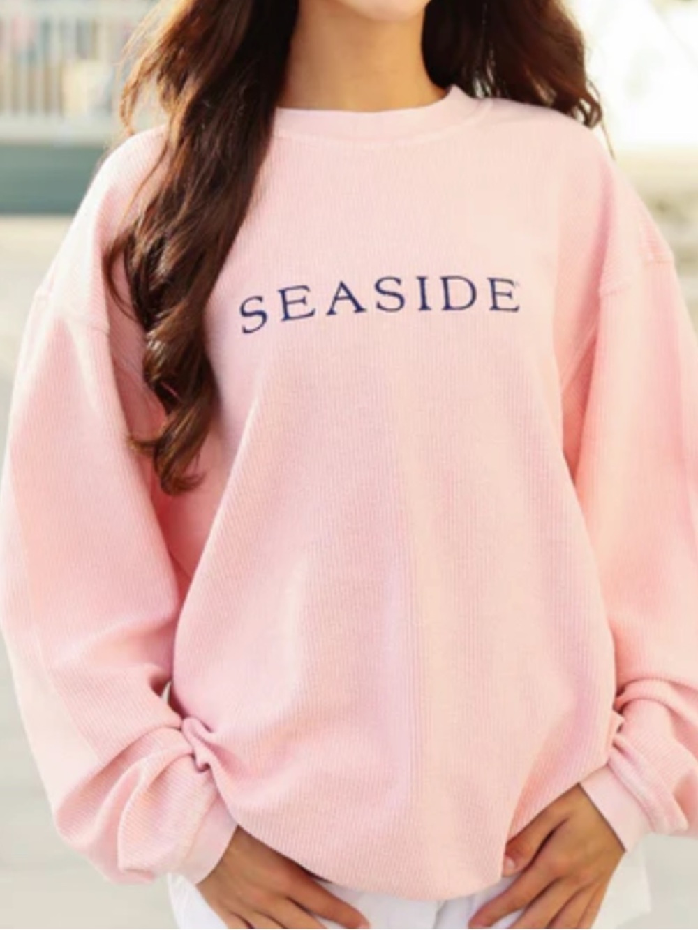 Pink Seaside Corded Embroidered Sweatshirt size L
